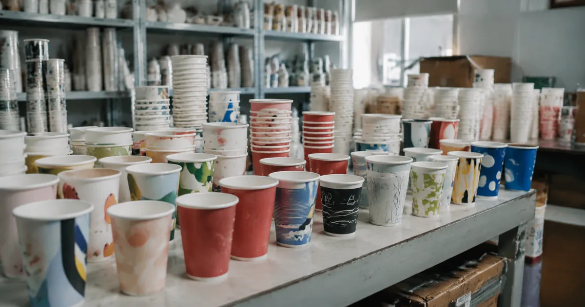 Custom printed paper plates in different sizes and shapes stacked for factory inspection